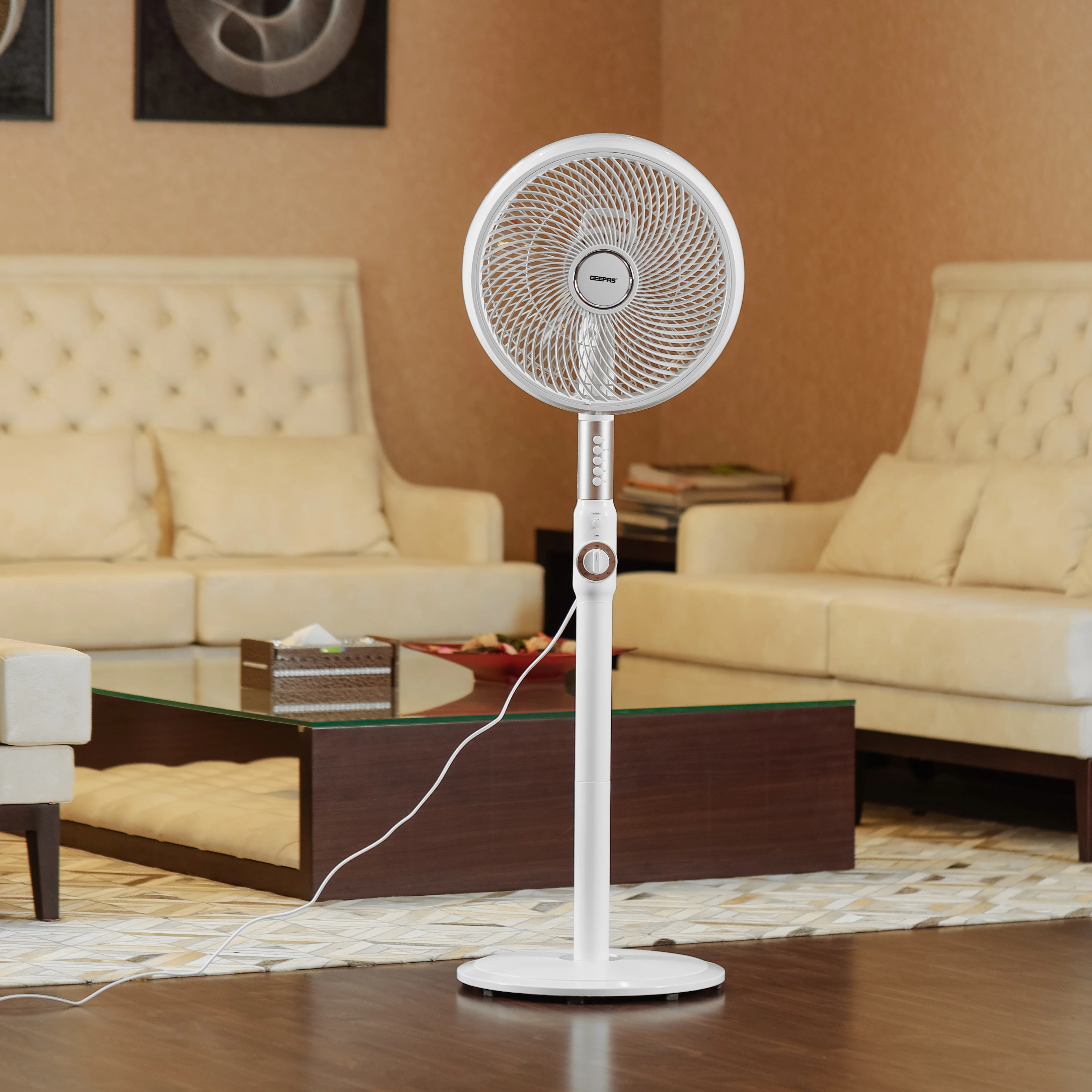 Geepas 14" Stand Fan- GF21204/Korean Design, Pedestal Fans/Adjustable Oscillation, Efficient 60 W Motor /Perfect for Home, Office, Study Room Etc/ 2 Years Warranty - Image 2