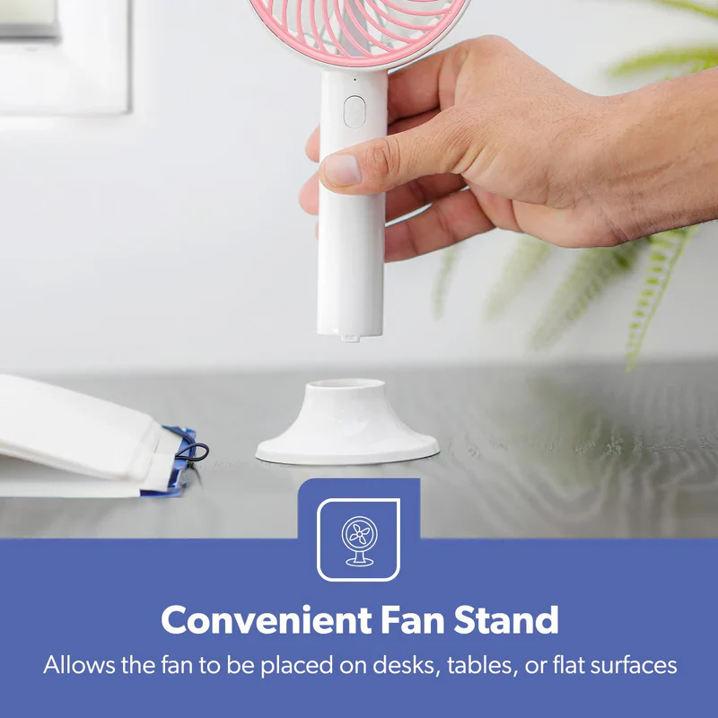Geepas GF21206 4-Inch Rechargeable Handy Fan | Portable Personal Fan with Powerful Motor| 3 Speed Settings| USB Charging| Long Battery Life| Lightweight| 2 Years Warranty - Image 7