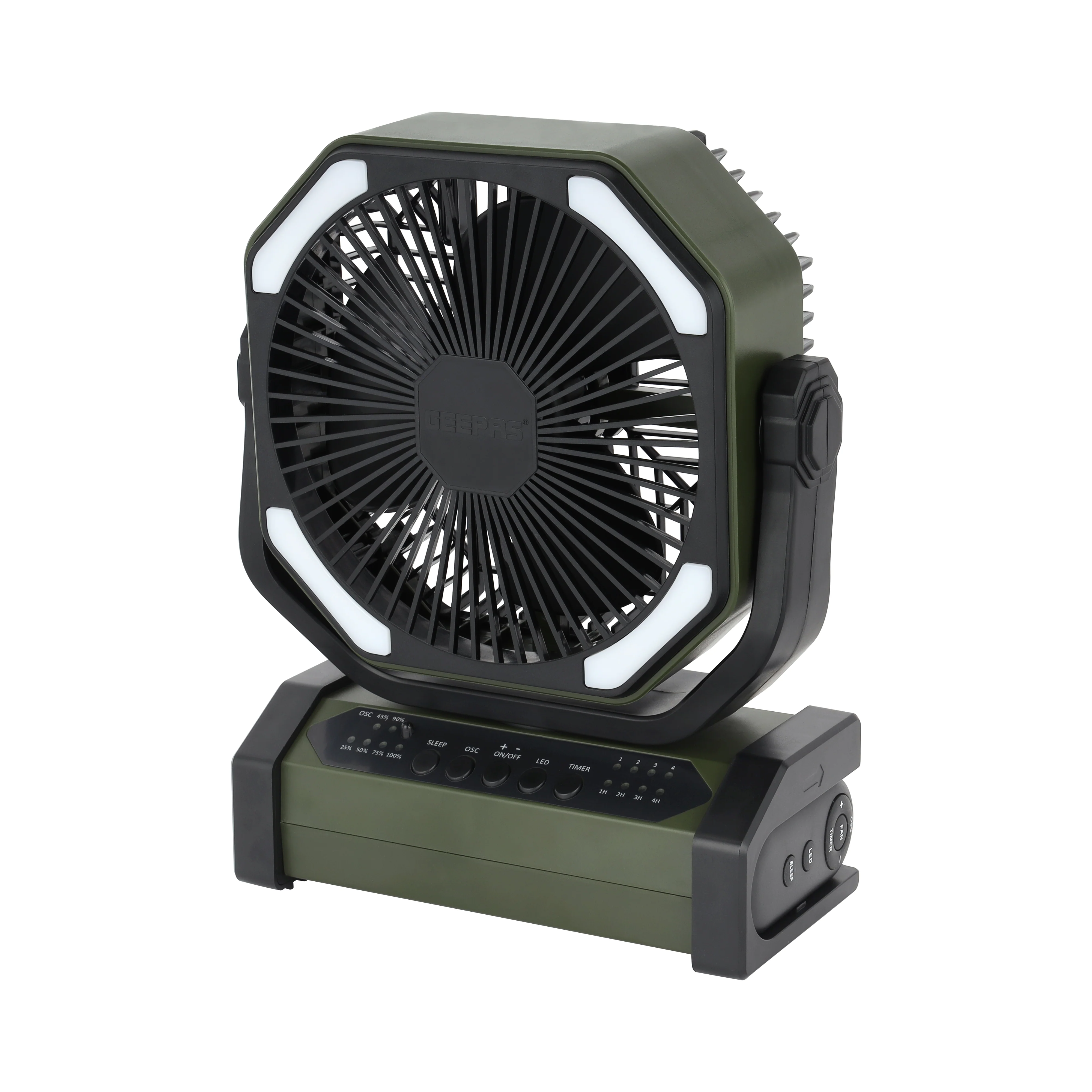 Geepas 8" Rechargeable Fan with LED Light GF21220 |10000mAh Battery, Up to 30H Working Time, Powerful Cooling, Oscillation Function, Remote Control, 2Year Warranty, Black - Image 2