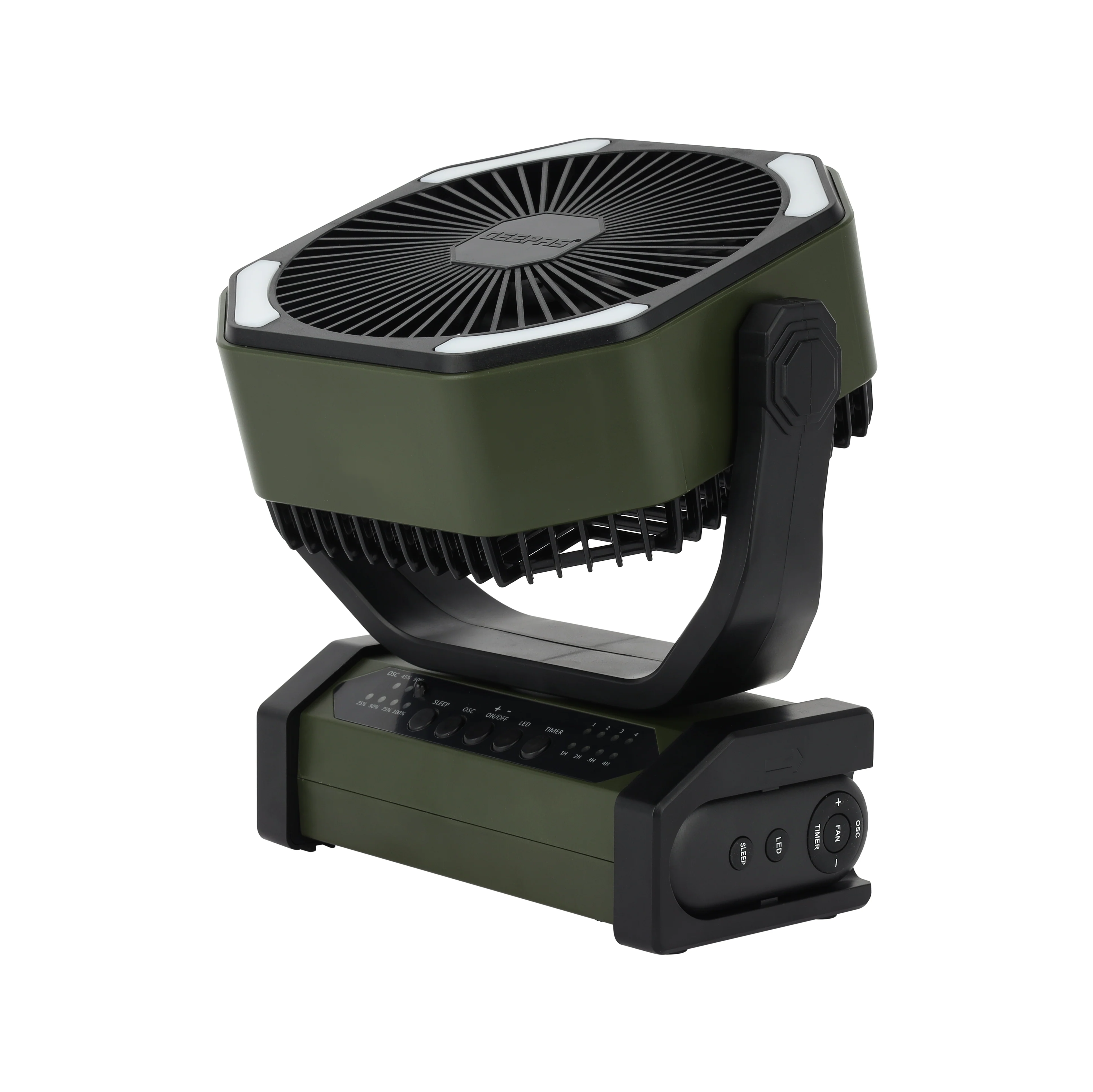 Geepas 8" Rechargeable Fan with LED Light GF21220 |10000mAh Battery, Up to 30H Working Time, Powerful Cooling, Oscillation Function, Remote Control, 2Year Warranty, Black - Image 3