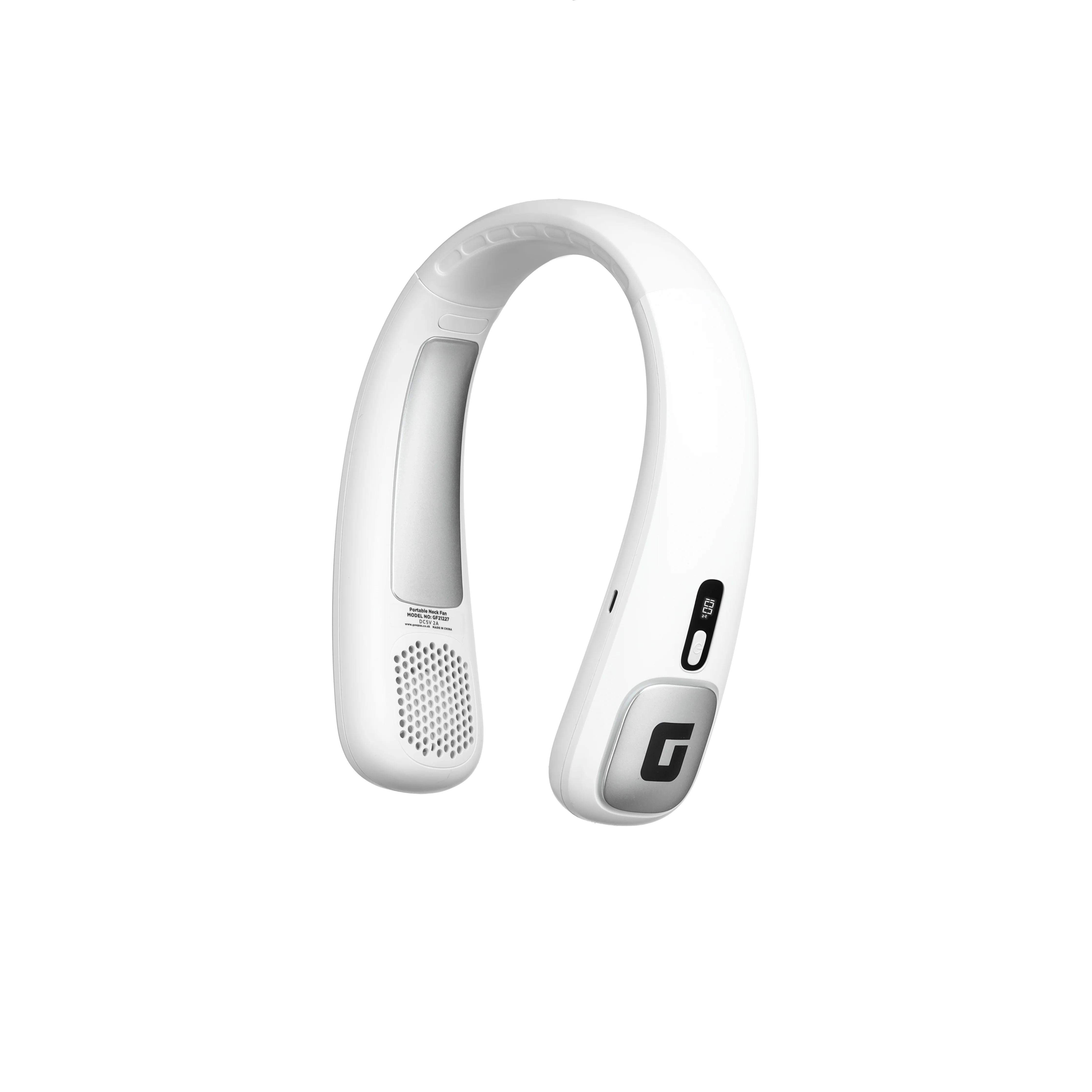 Geepas Portable Neck Fan- GF21227/ 6 H Working Time, 3 Speed Levels/Digital Display, Lightweight, Indoor and Outdoor Use/ Silent, Safe and Secure/ White, 2 Years Warranty - Image 3