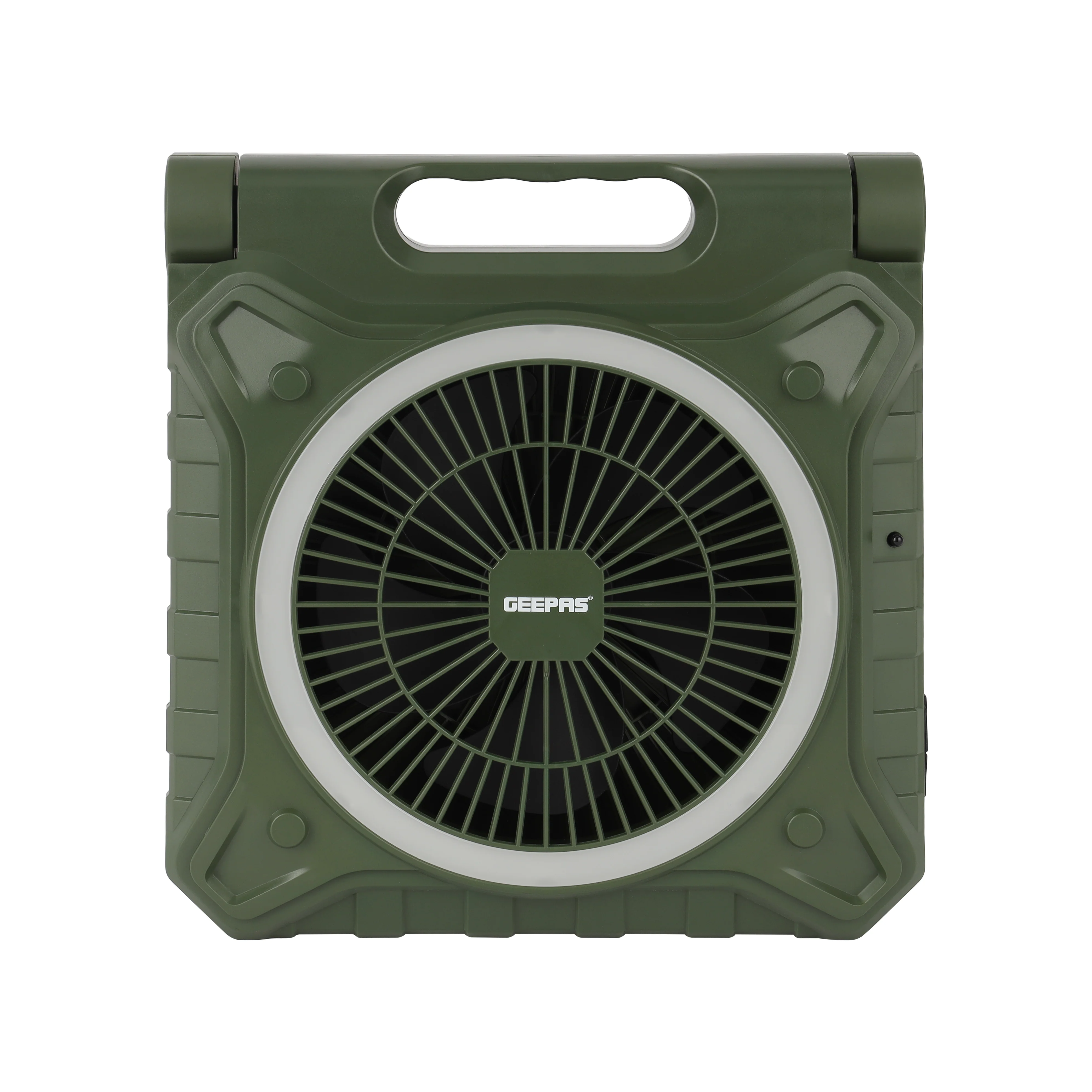 Geepas GF21233 8 Inch Rechargeable Solar Fan| 10000mAh Lithium Battery| Remote Control| LED Lighting| High-Speed Airflow for Home, Outdoor Travel & Emergency Cooling Use