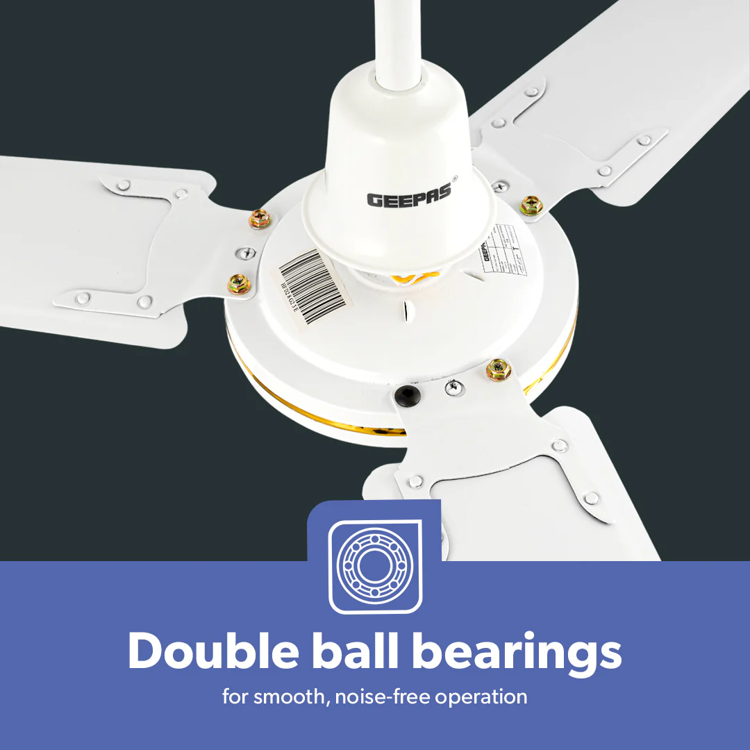 Geepas GF9428 56 Inch Ceiling Fan | 3 Speed Control| Rust Resistant Blades| Energy Efficient Motor| High Air Delivery for Maximum Cooling| Perfect for Home & Office Use - Image 4
