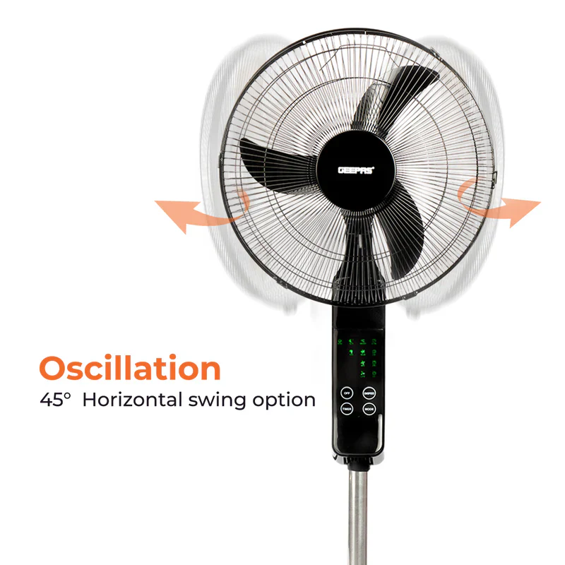 Geepas GF9466 16” Stand Fan with Remote Control | 3-Speed Control | 7.5Hour Timer | LED Display| Touch Switch| Powerful 60W Motor | Adjustable Height| 2 Years Warranty - Image 5