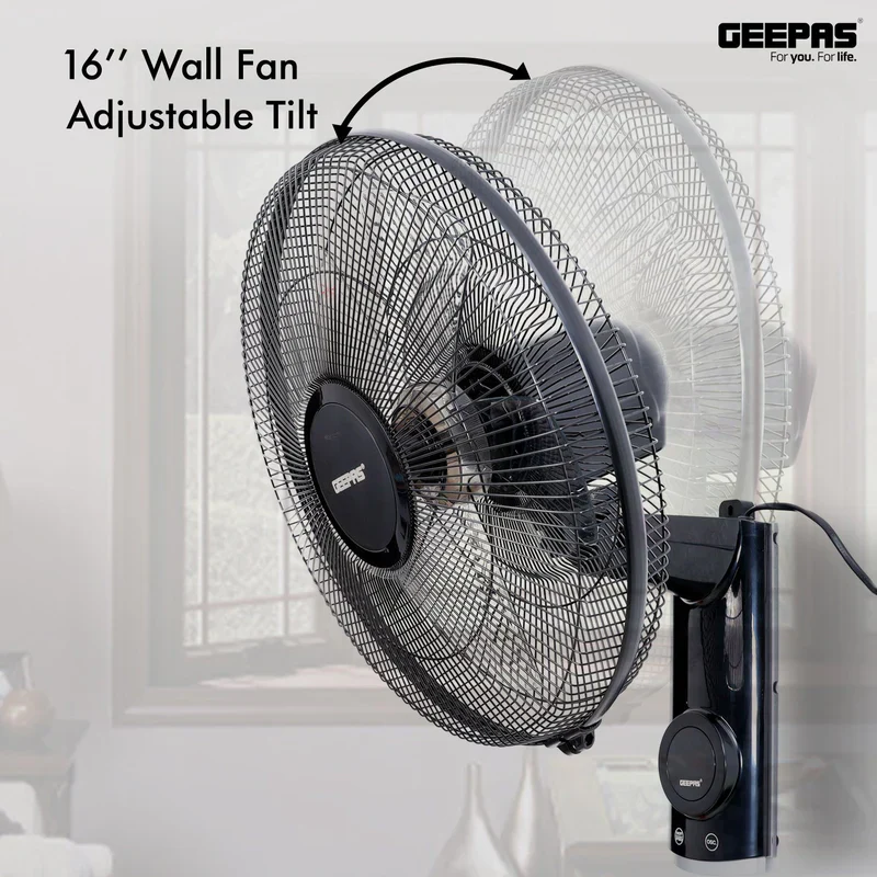 Geepas GF9479 16-Inch Wall Fan with Remote Control Features | 60 W Power | 3-speed options | 12-hour timer | wide oscillation | powerful copper motor | 2-year warranty - Image 5