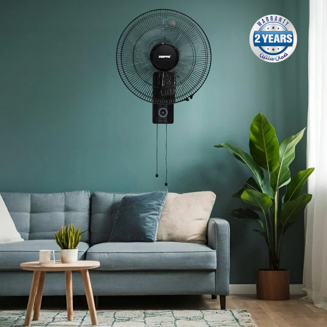 Geepas GF9483 16 Inch Wall Fan | Powerful Copper Motor with 3 Speed Control | 5 Durable AS Blades | Wide Angle Oscillation | Overheat Protection |  2 Years Warranty - Image 2