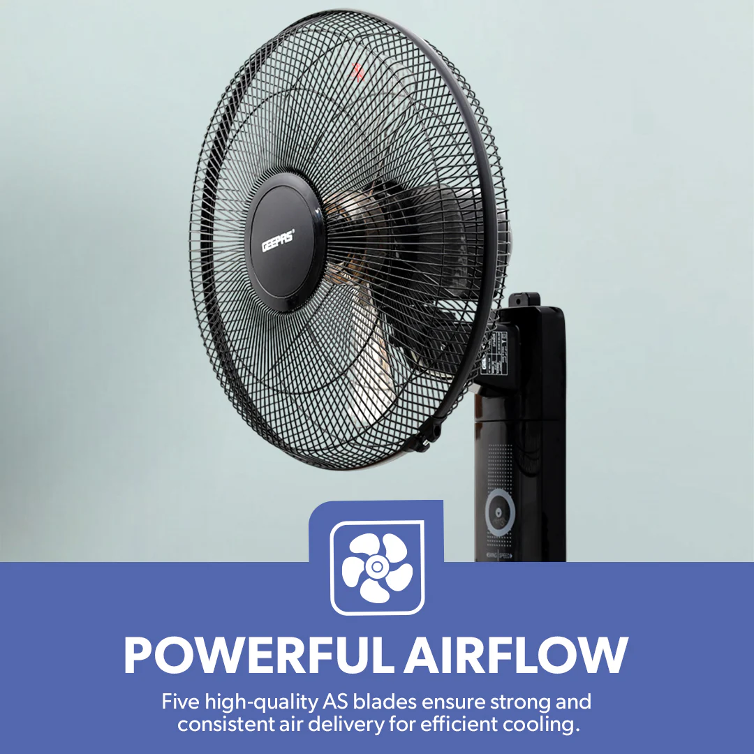 Geepas GF9483 16 Inch Wall Fan | Powerful Copper Motor with 3 Speed Control | 5 Durable AS Blades | Wide Angle Oscillation | Overheat Protection |  2 Years Warranty - Image 5