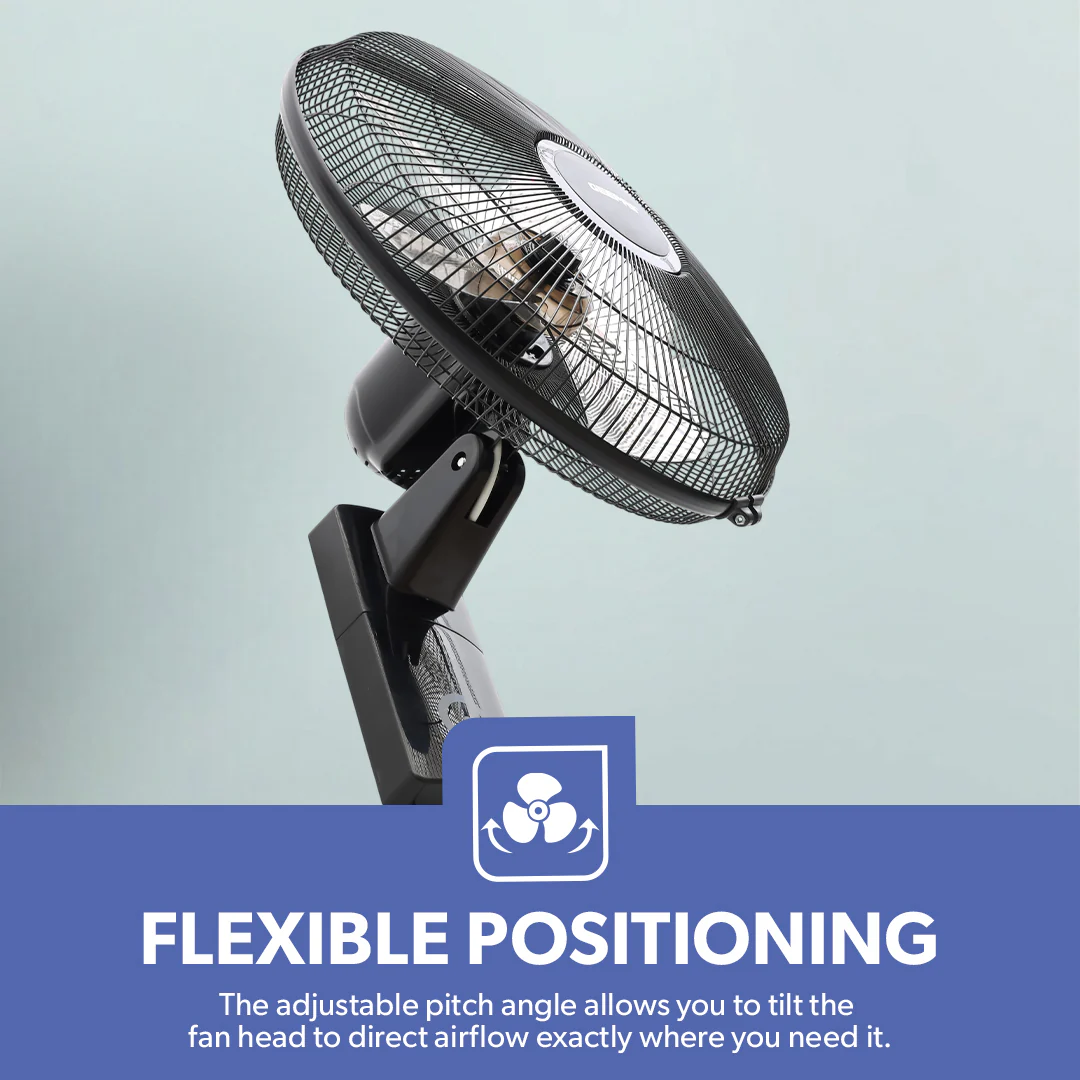 Geepas GF9483 16 Inch Wall Fan | Powerful Copper Motor with 3 Speed Control | 5 Durable AS Blades | Wide Angle Oscillation | Overheat Protection |  2 Years Warranty - Image 7