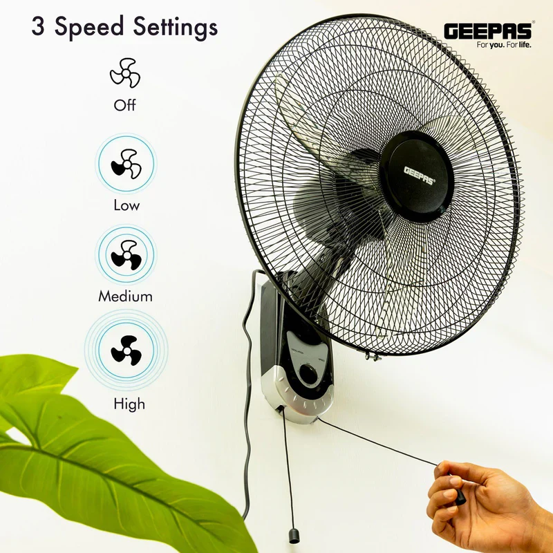Geepas GF9604 18-Inch Wall Fan | 3-Speed Adjustable Control | Powerful Copper Motor | Wide-Angle Oscillation | High Air Delivery for Home & Office| 2 Years Warranty - Image 3