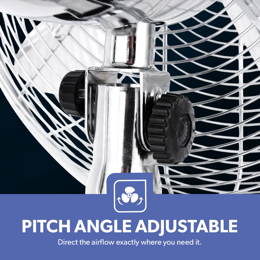 Geepas GF9610 12” Metal Table Fan | 3-Speed Powerful Cooling with High-Performance Motor | Durable Metal Body | Adjustable Tilt | Wide Oscillation | 2 Years Warranty - Image 6