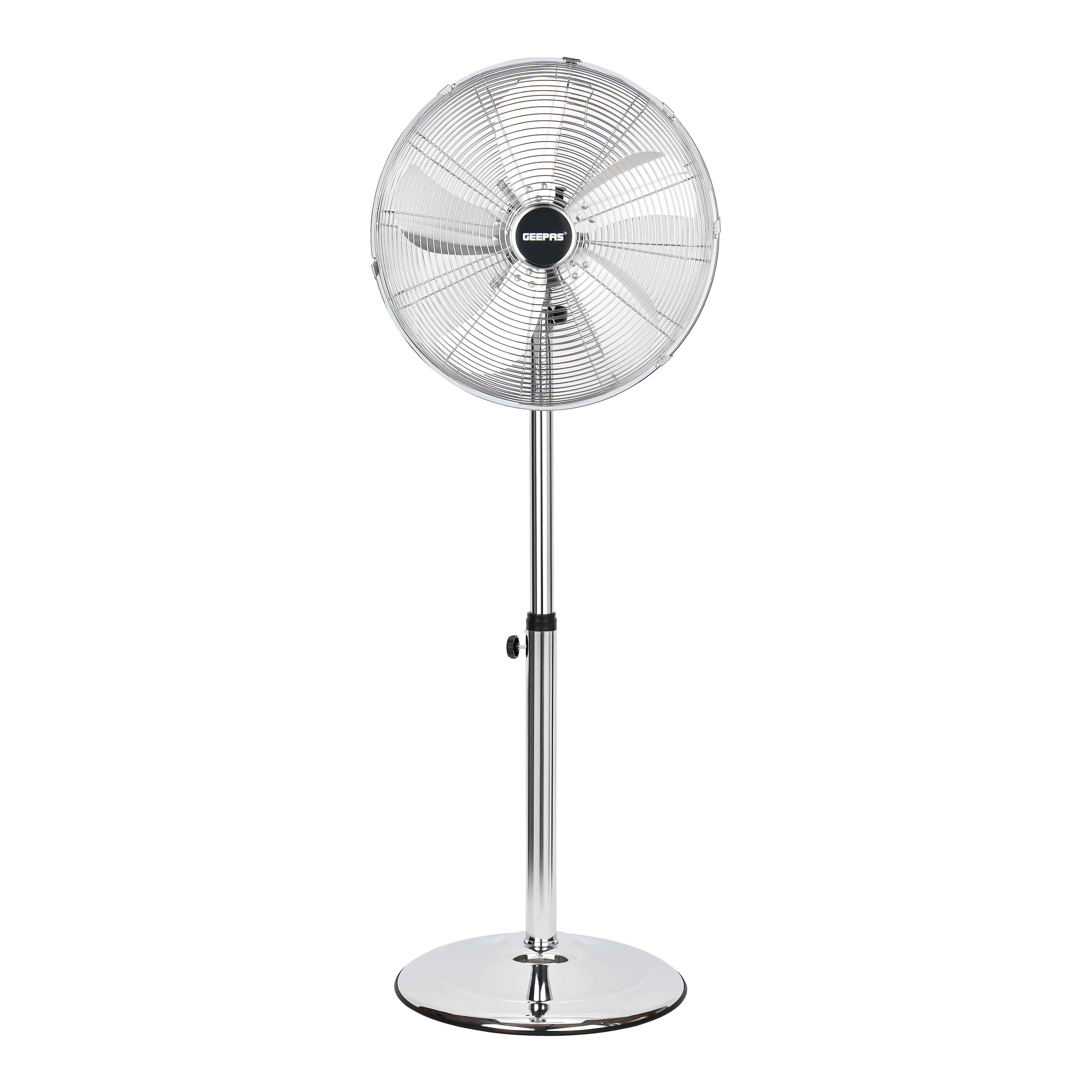 Geepas GF9611 16-Inch Metal Stand Fan | 5 Aluminium Blades | 3 Speed Settings | Silent Operation | Adjustable Height & Oscillation | 50W Motor | 2 Years Warranty