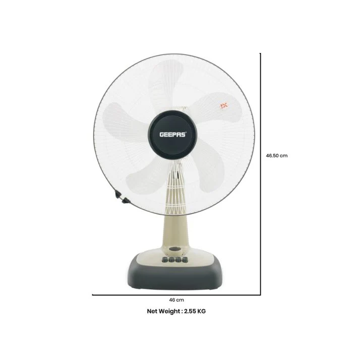 Geepas GF9616 16” Table Fan with 3-Speed Control | High Wind Speed | 60-Minute Timer| Automatic Oscillation | 5 Leaf Blades | Powerful Copper Motor | 2 Years Warranty - Image 6