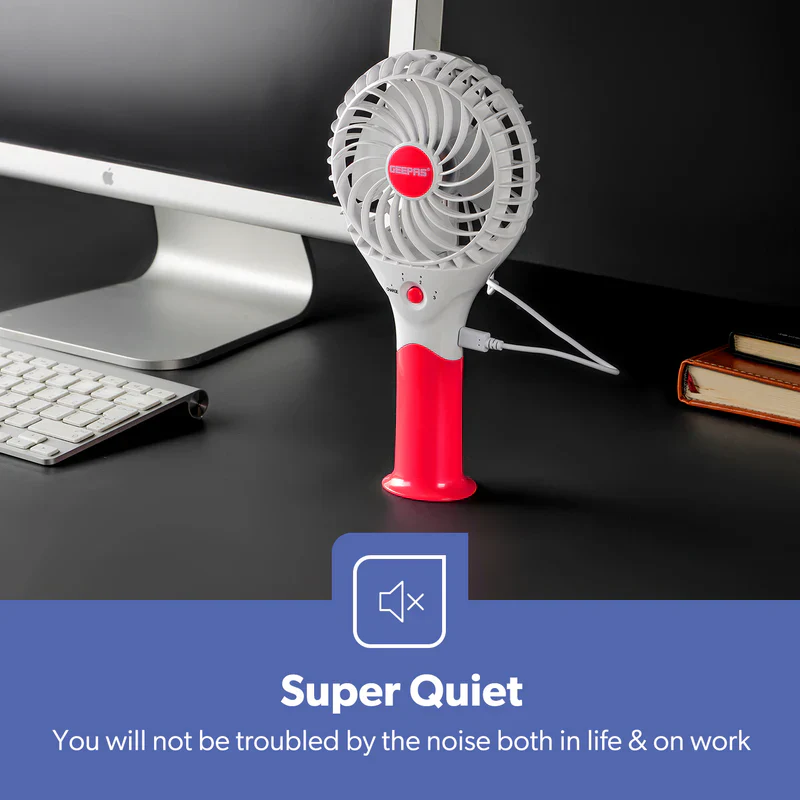 Geepas GF9617 Rechargeable Mini Fan | 3 Speed Portable Handheld Fan with 3.7V Lithium Battery | Brushless Motor | USB Charging | Quiet Operation | 2 Years Warranty - Image 4