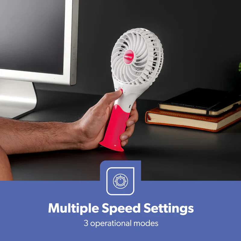 Geepas GF9617 Rechargeable Mini Fan | 3 Speed Portable Handheld Fan with 3.7V Lithium Battery | Brushless Motor | USB Charging | Quiet Operation | 2 Years Warranty - Image 5