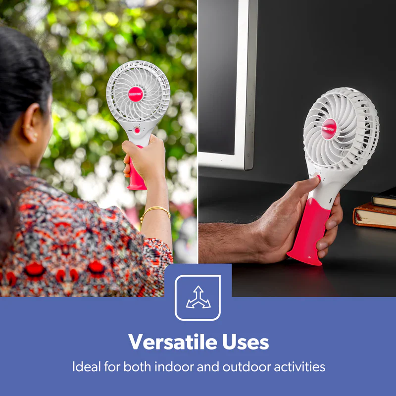 Geepas GF9617 Rechargeable Mini Fan | 3 Speed Portable Handheld Fan with 3.7V Lithium Battery | Brushless Motor | USB Charging | Quiet Operation | 2 Years Warranty - Image 7
