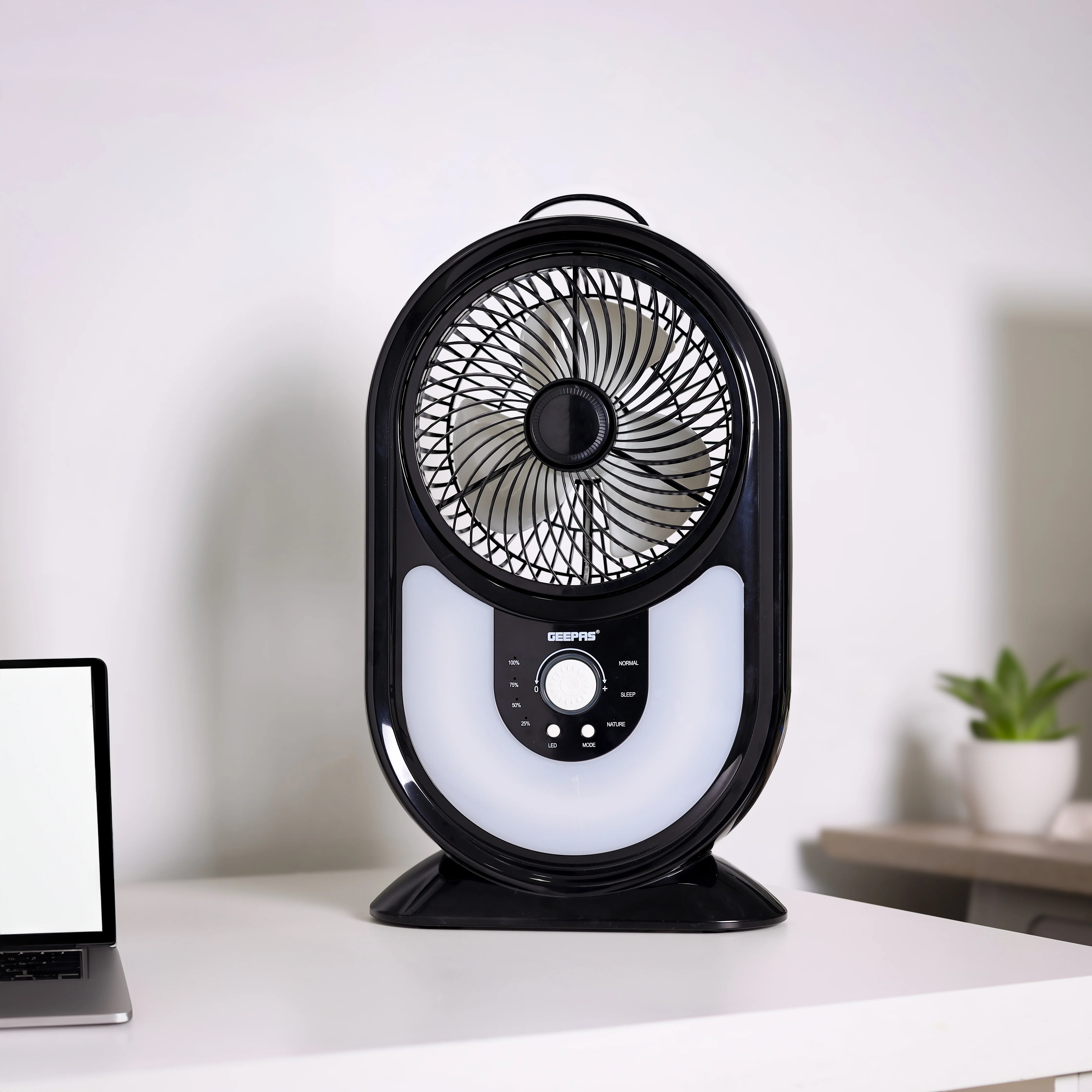 Geepas GF9621 Rechargeable Mini Fan |3-Speed Modes| 40 PCS Ultra-Bright LED Lights| Stepless Speed Switch| Up to 50 Hours Working Time| Compact Portable| 2 Years Warranty - Image 2