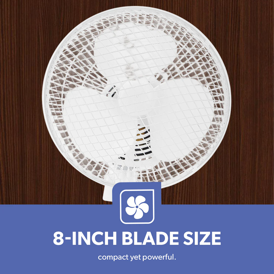 Geepas GF9626 8-Inch 2-in-1 Table & Clip Fan | Super Quiet Copper Motor | 2-Speed Adjustable Control | Wide Oscillation | Compact & Portable Design | 2 Years Warranty - Image 5