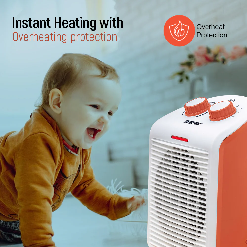 Geepas GFH28520 Fan Heater with 1000W/2000W Dual Heat Settings | Adjustable Thermostat | Instant Heating | Overheat Protection | Power Indicator | 2-Year Warranty - Image 6