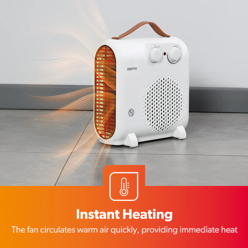 Geepas Fan Heater GFH28547 |3 Modes: Cool, Warm & Hot Wind |2 Power Options: 1000W/2000W |Adjustable Thermostat, Safety Fuse |Ideal for Homes & Offices | 2-Year Warranty - Image 4