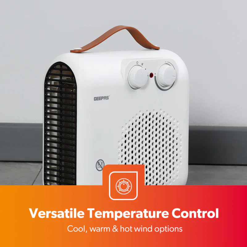 Geepas Fan Heater GFH28547 |3 Modes: Cool, Warm & Hot Wind |2 Power Options: 1000W/2000W |Adjustable Thermostat, Safety Fuse |Ideal for Homes & Offices | 2-Year Warranty - Image 5
