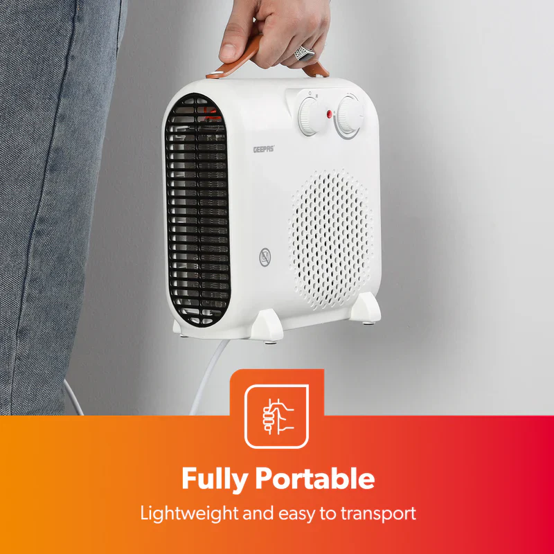 Geepas Fan Heater GFH28547 |3 Modes: Cool, Warm & Hot Wind |2 Power Options: 1000W/2000W |Adjustable Thermostat, Safety Fuse |Ideal for Homes & Offices | 2-Year Warranty - Image 8