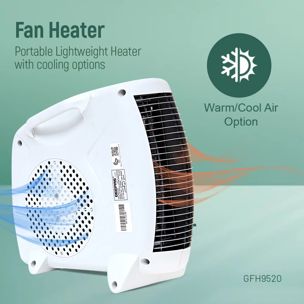Geepas GFH9520 2000W Fan Heater | Adjustable Thermostat| Cool/Warm/Hot Wind Selection| Instant Heating| Overheat Protection| Power Indicator Light| 2 Years Warranty - Image 3