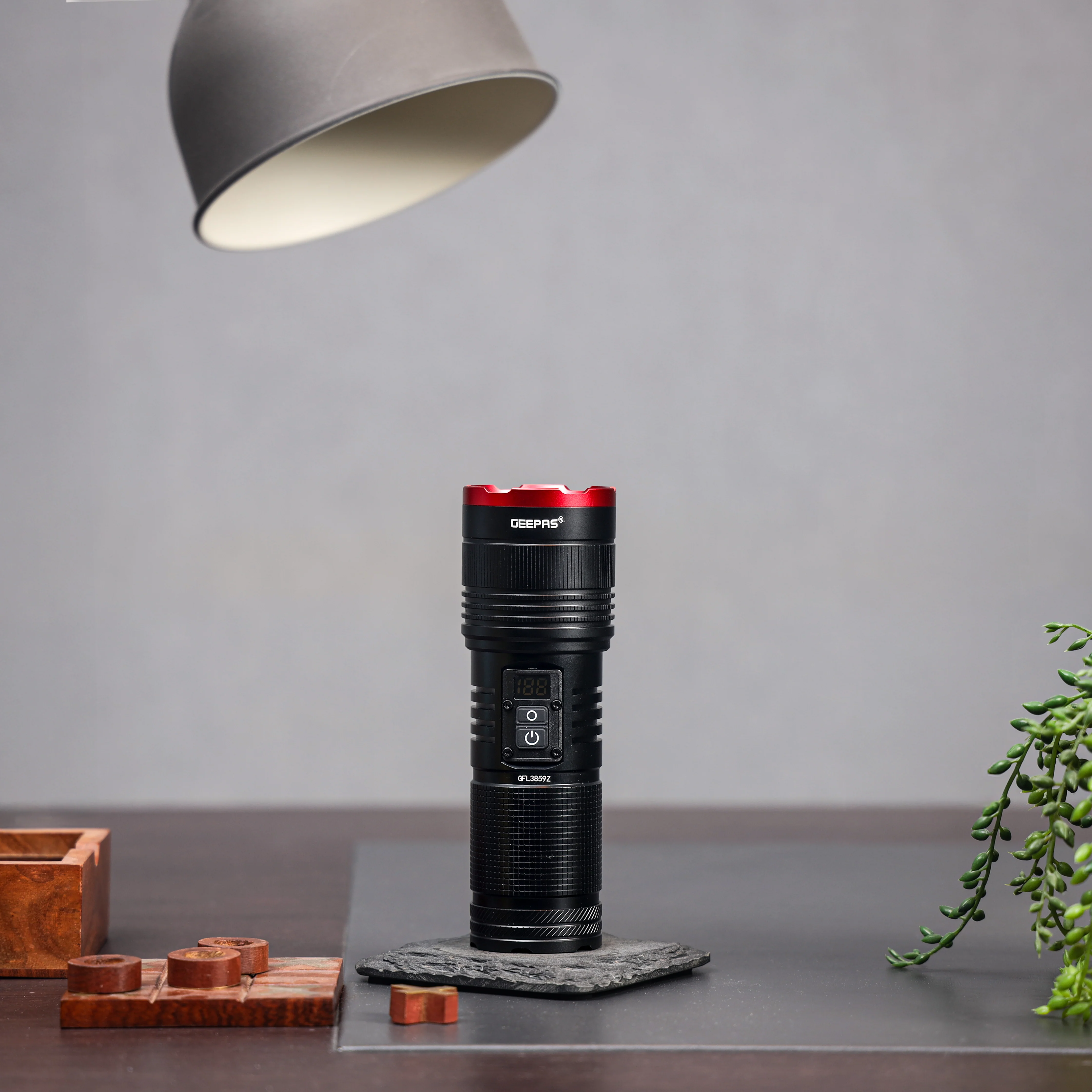 Geepas GFL3859 Zoomable LED Flashlight with Powerbank & Camping Light | Digital Display | 3000 Lumens High Power LED |10000mAh Battery |  Type-C Charging & Emergency Use - Image 2