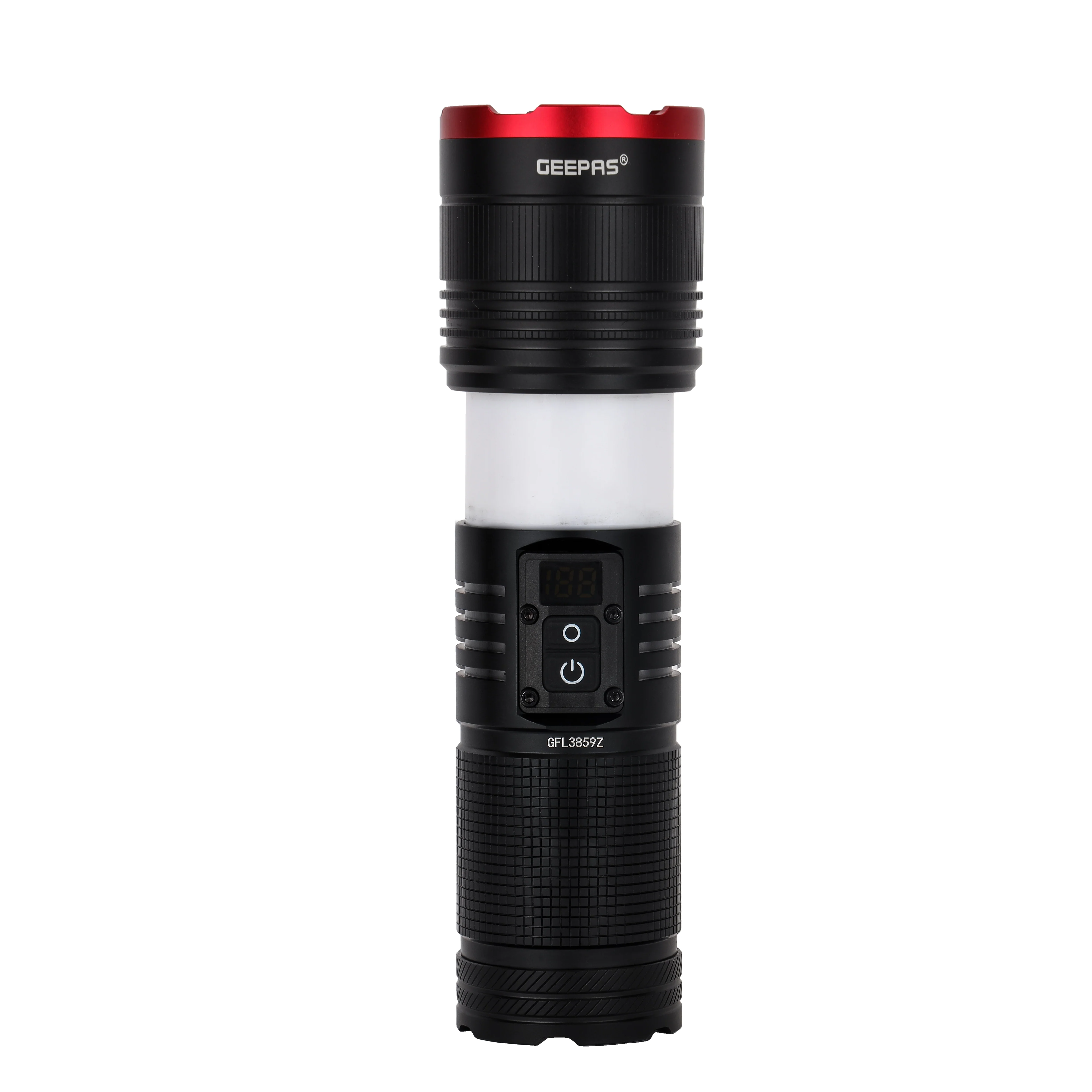 Geepas GFL3859 Zoomable LED Flashlight with Powerbank & Camping Light | Digital Display | 3000 Lumens High Power LED |10000mAh Battery |  Type-C Charging & Emergency Use - Image 3