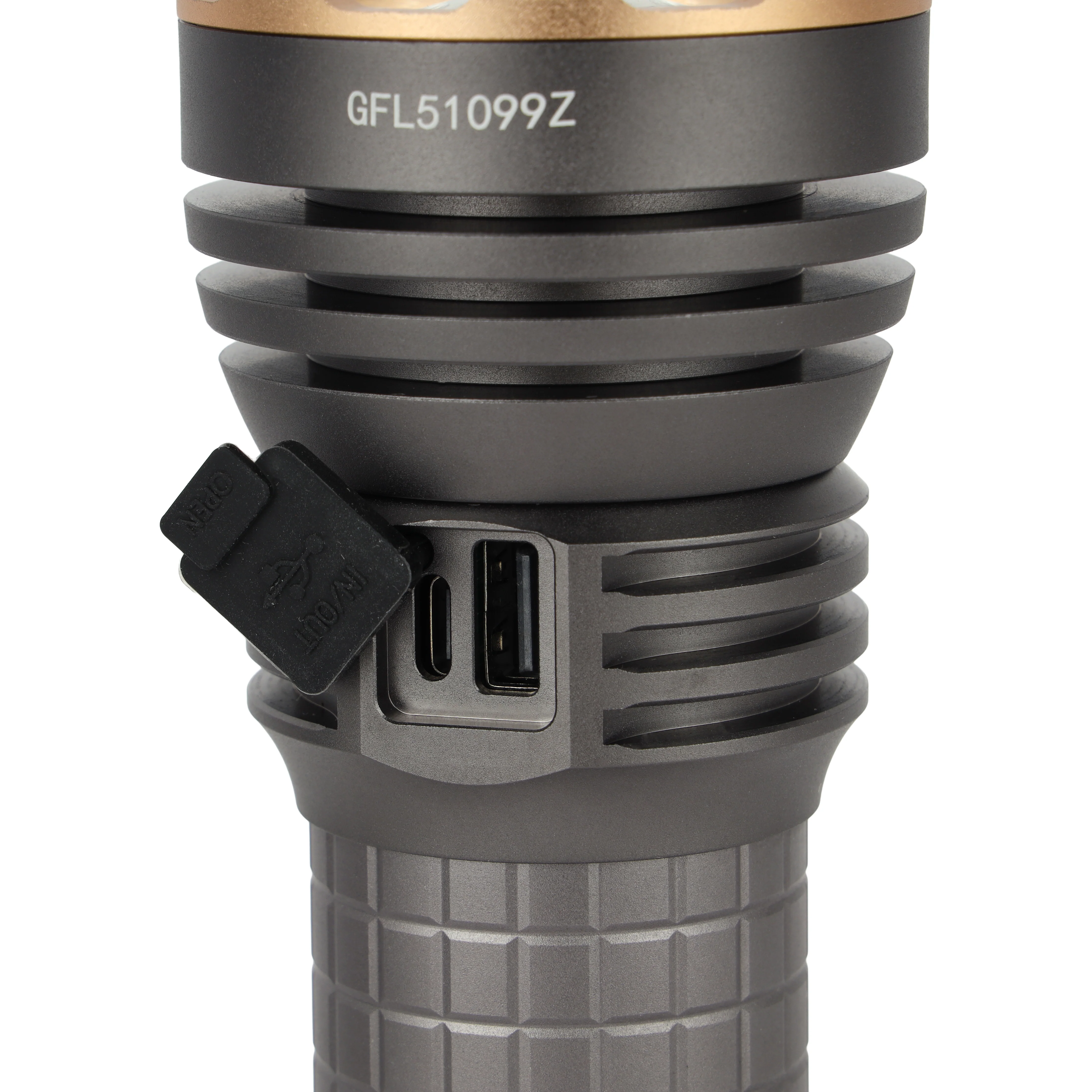 Geepas GFL51099 Multifunctional Flashlight – 60W LED, 5000 Lumens, Dual Modes, Type-C Fast Charging, Portable for Indoor/Outdoor Use, Grey, Lifetime Warranty - Image 5