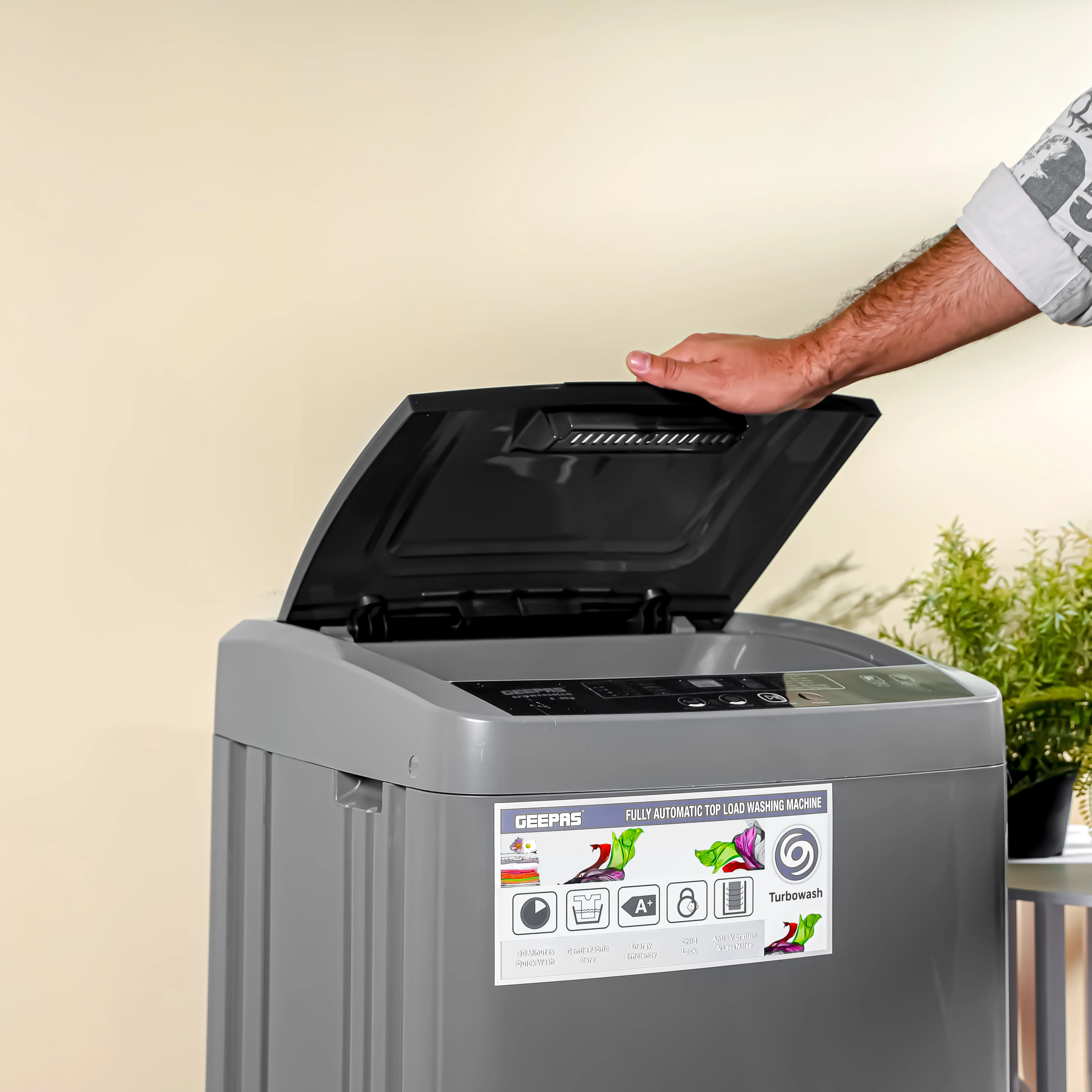Geepas GFW5800LCQ Fully Automatic Washing Machine | 5kg Capacity| 300W Wash Power| LED Display| Fuzzy Logic| Air Dry| Big Pulsator| Low Noise| 2 Year Motor Warranty - Image 6