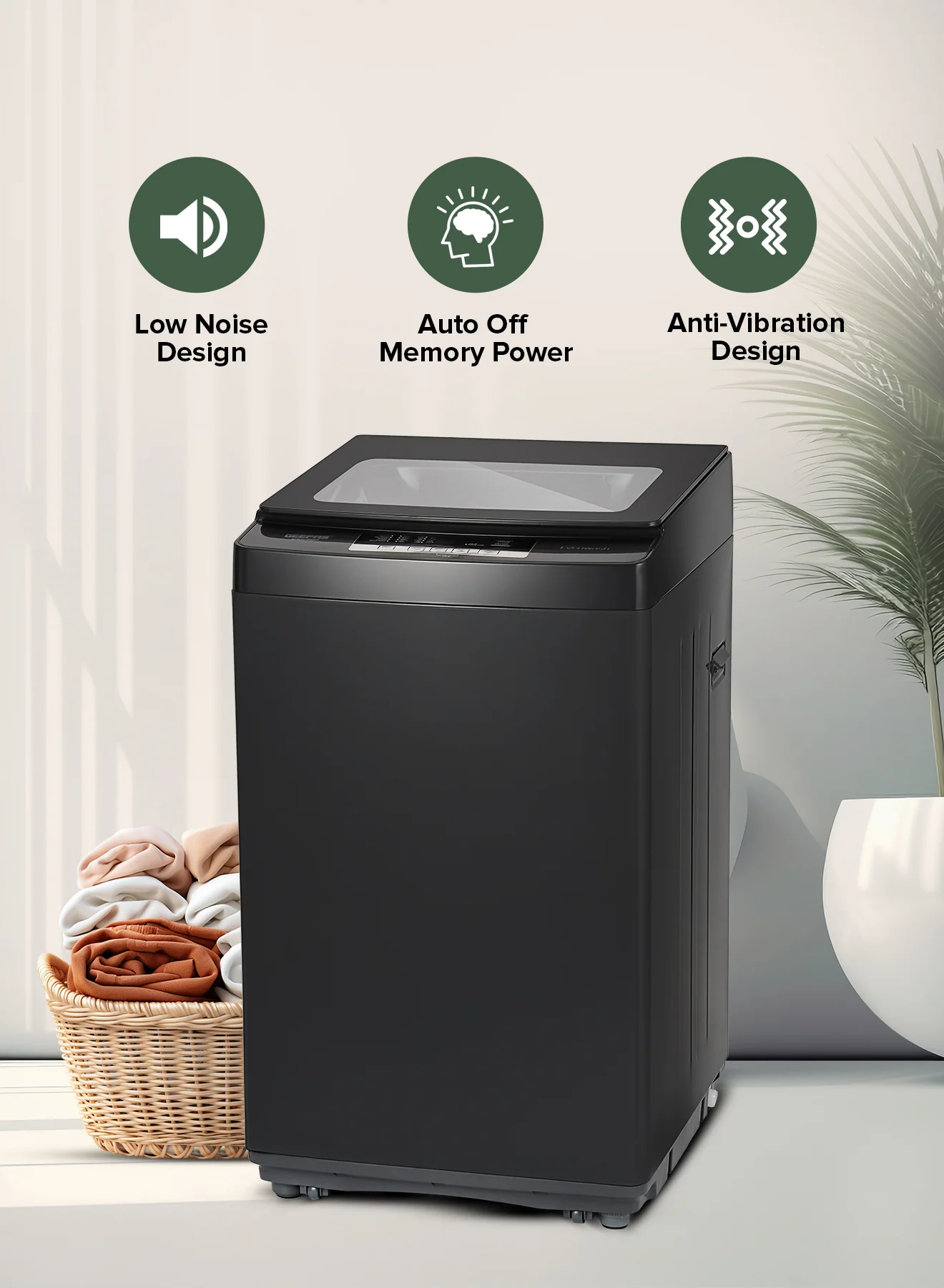 Geepas GFWM7800LCQ Fully Automatic Top Load Washing Machine | 7kg Capacity | 420W Wash Motor | LED Display | Diamond Drum | Premium Metallic Grey | 1-Year Warranty - Image 4