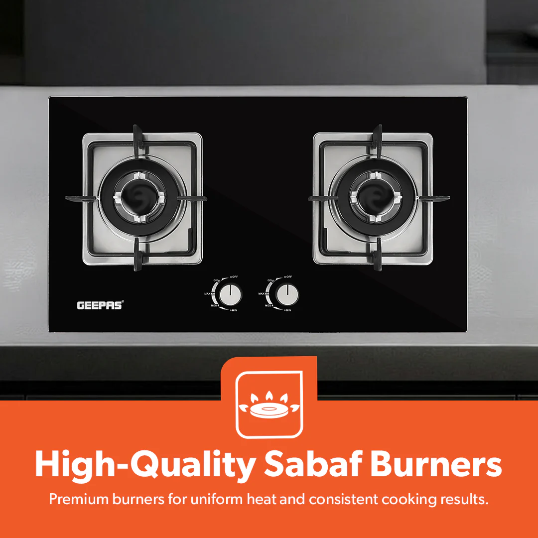 Geepas GGC31018 2-In-1 Built-In Gas Hob |  Premium Tempered Glass Panel |  Sabaf Burners |  Automatic Ignition System & Low Gas Consumption for Modern Kitchens - Image 3