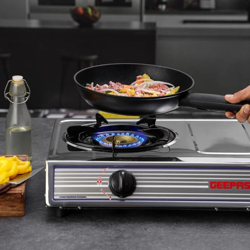 Geepas GGC31031 Stainless Steel Gas Cooker | 2 Powerful Cast Iron Burners with Auto Ignition | Strong & Durable Stainless Steel Body | Easy to Clean |2 Years Warranty - Image 5