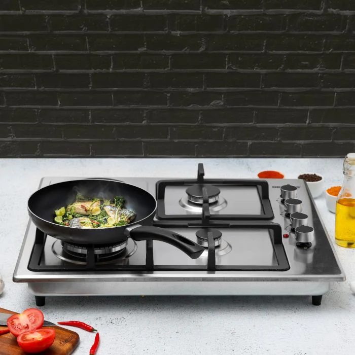 Geepas GGC31034 Built-in Stainless Steel Gas & Electric Hot Plate Hob | 3 Gas Burners + 1 Hot Plate | Italian Design| Heavy Pan Support| High Efficiency| 2 Years Warranty - Image 3