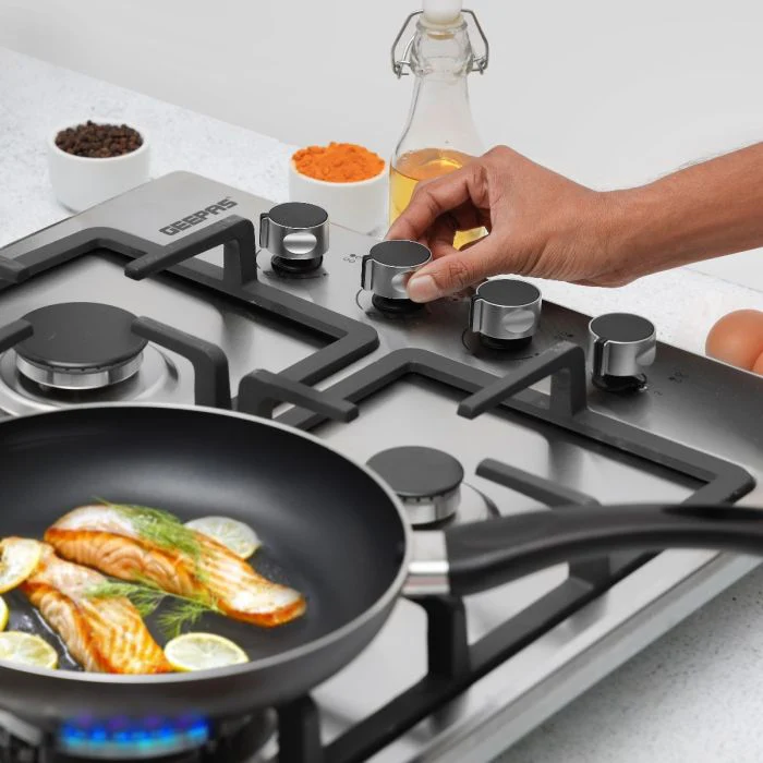 Geepas GGC31034 Built-in Stainless Steel Gas & Electric Hot Plate Hob | 3 Gas Burners + 1 Hot Plate | Italian Design| Heavy Pan Support| High Efficiency| 2 Years Warranty - Image 5