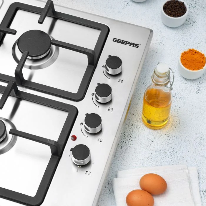 Geepas GGC31034 Built-in Stainless Steel Gas & Electric Hot Plate Hob | 3 Gas Burners + 1 Hot Plate | Italian Design| Heavy Pan Support| High Efficiency| 2 Years Warranty - Image 6