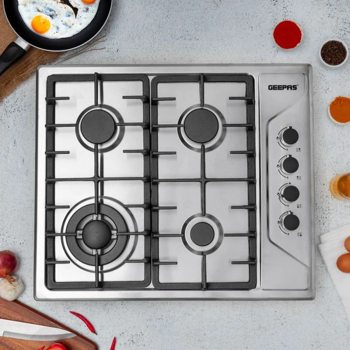 Geepas GGC31035 Stainless Steel Built-In Gas Hob | Italian Design Burners with Auto Ignition | Cast Iron Pan Support | Strong Stainless Steel Body | 2 Years Warranty - Image 2