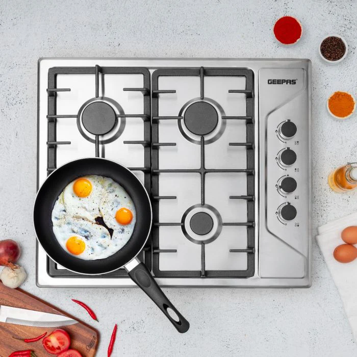 Geepas GGC31035 Stainless Steel Built-In Gas Hob | Italian Design Burners with Auto Ignition | Cast Iron Pan Support | Strong Stainless Steel Body | 2 Years Warranty - Image 3