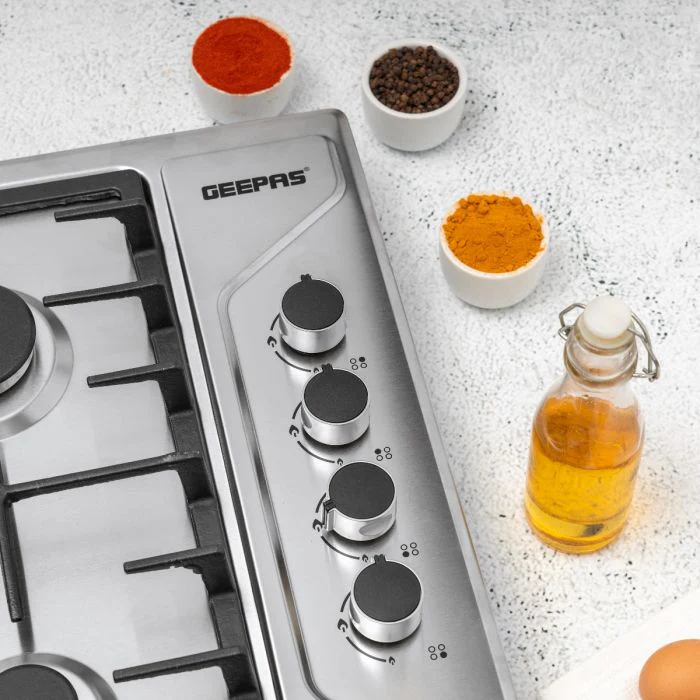 Geepas GGC31035 Stainless Steel Built-In Gas Hob | Italian Design Burners with Auto Ignition | Cast Iron Pan Support | Strong Stainless Steel Body | 2 Years Warranty - Image 6