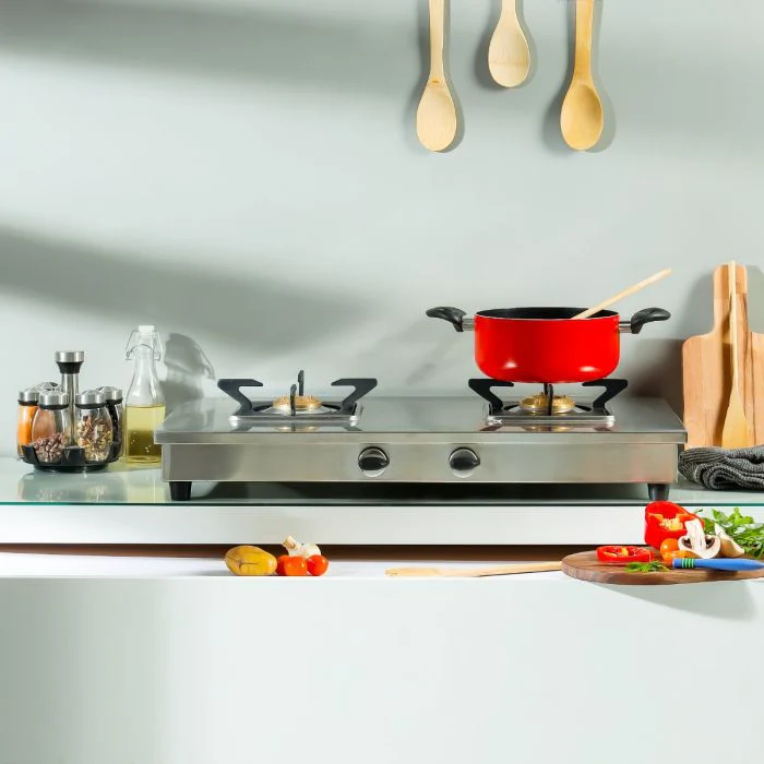 Geepas GGC31038 Stainless Steel Gas Cooker | 2 Burner LPG Stove| Auto-Ignition| Durable Brass Burners| Heavy Duty Pan Support| Safe & Efficient Cooking| 2 Years Warranty - Image 3