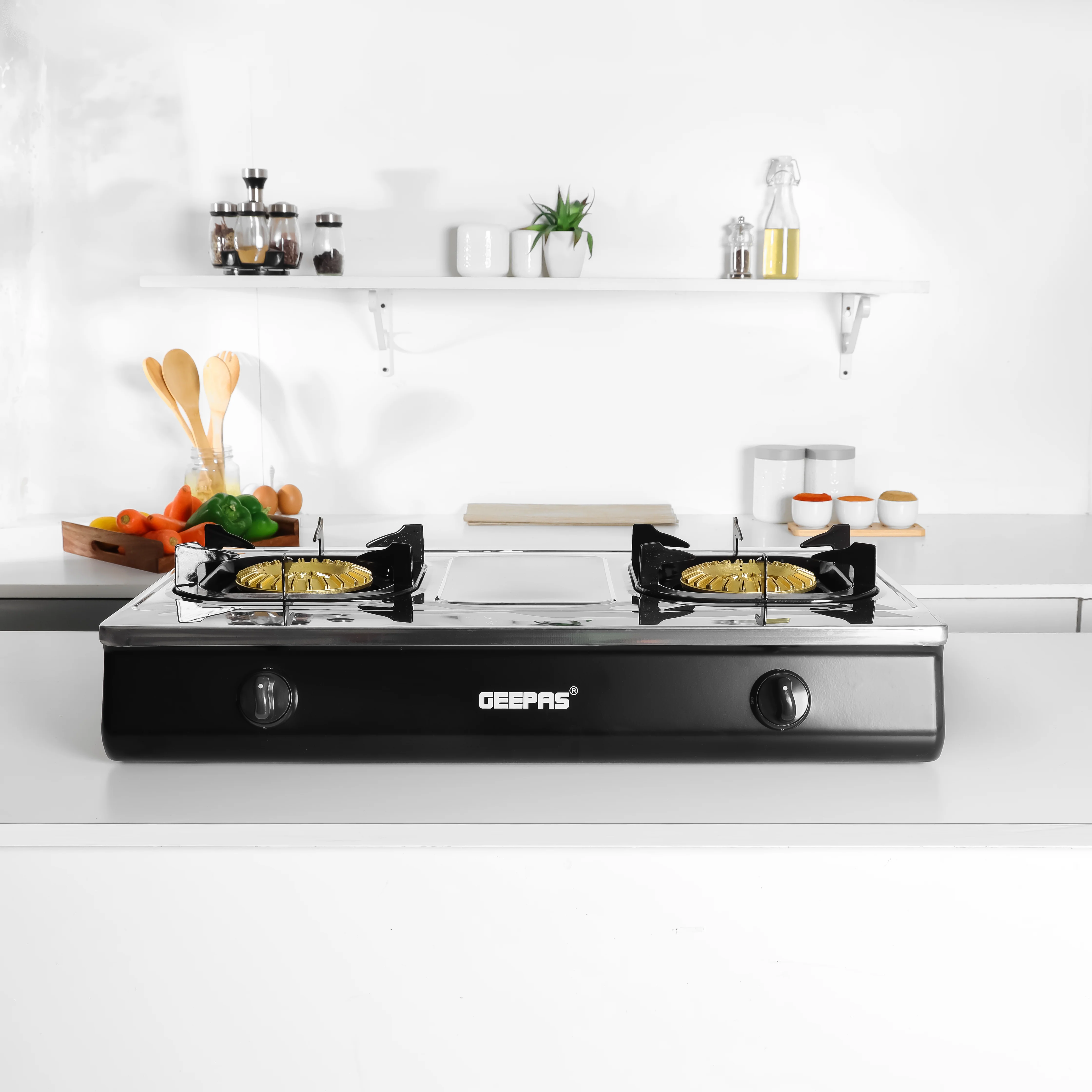 Geepas GGC31040 Stainless Steel Gas Cooker | Heavy Duty Brass Burners | Automatic Ignition System | Low Gas Consumption & Durable Pan Support for Modern Kitchens - Image 2