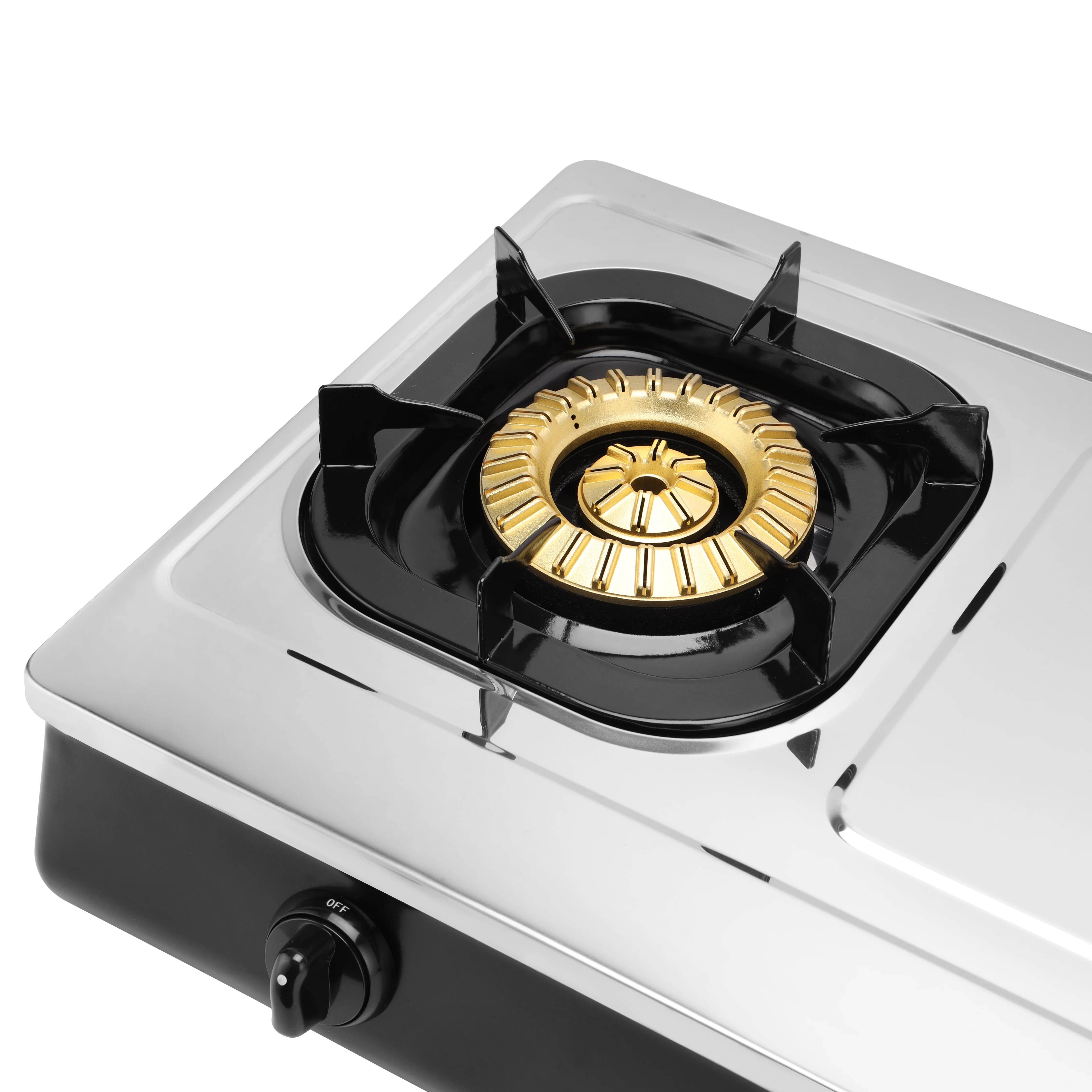 Geepas GGC31040 Stainless Steel Gas Cooker | Heavy Duty Brass Burners | Automatic Ignition System | Low Gas Consumption & Durable Pan Support for Modern Kitchens - Image 5