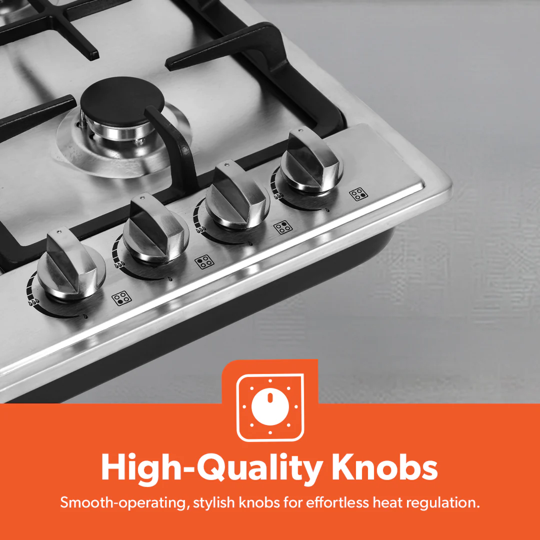 Geepas GGC31051FFD Built-in Stainless Steel Gas Hob | 4 High-Performance Burners | Auto Ignition System | Flame Failure Safety  | Durable Design | 2 Years Warranty - Image 5