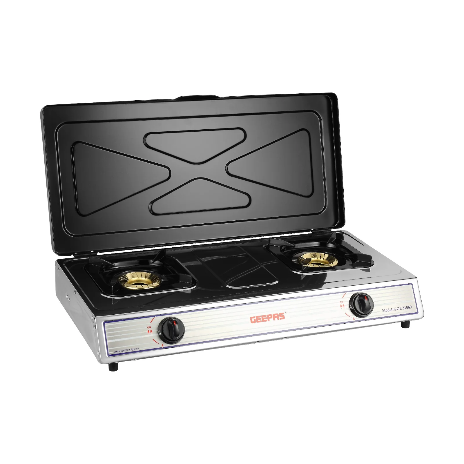 Geepas GGC31069 Stainless Steel Gas Cooker | Heavy Duty Cast Iron Burners| Automatic Ignition System| Polished Durable Frame & Gas Saving Design for Efficient  Cooking - Image 3