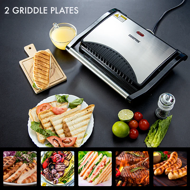 Geepas GGM5394 Stainless Steel Grill Maker | 1600W Powerful Grill with Adjustable Temperature Control | Non-Stick Plates| Easy to Clean| Durable Build| 2 Years Warranty - Image 4