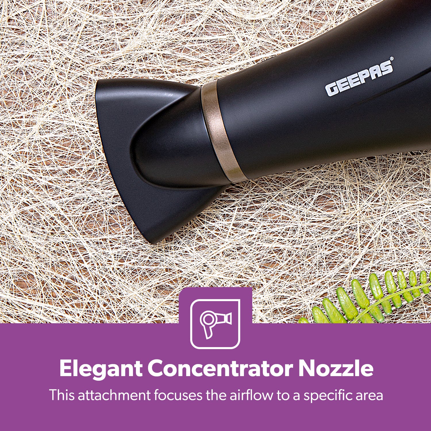 Geepas GH8643 Hair Dryer | 2200W Powerful Motor|  3 Heat & 2 Speed Settings|  Cool Shot|  Hang-Up Hook|  Concentrator Nozzle|  Detachable Cap | 2 Years Warranty - Image 7