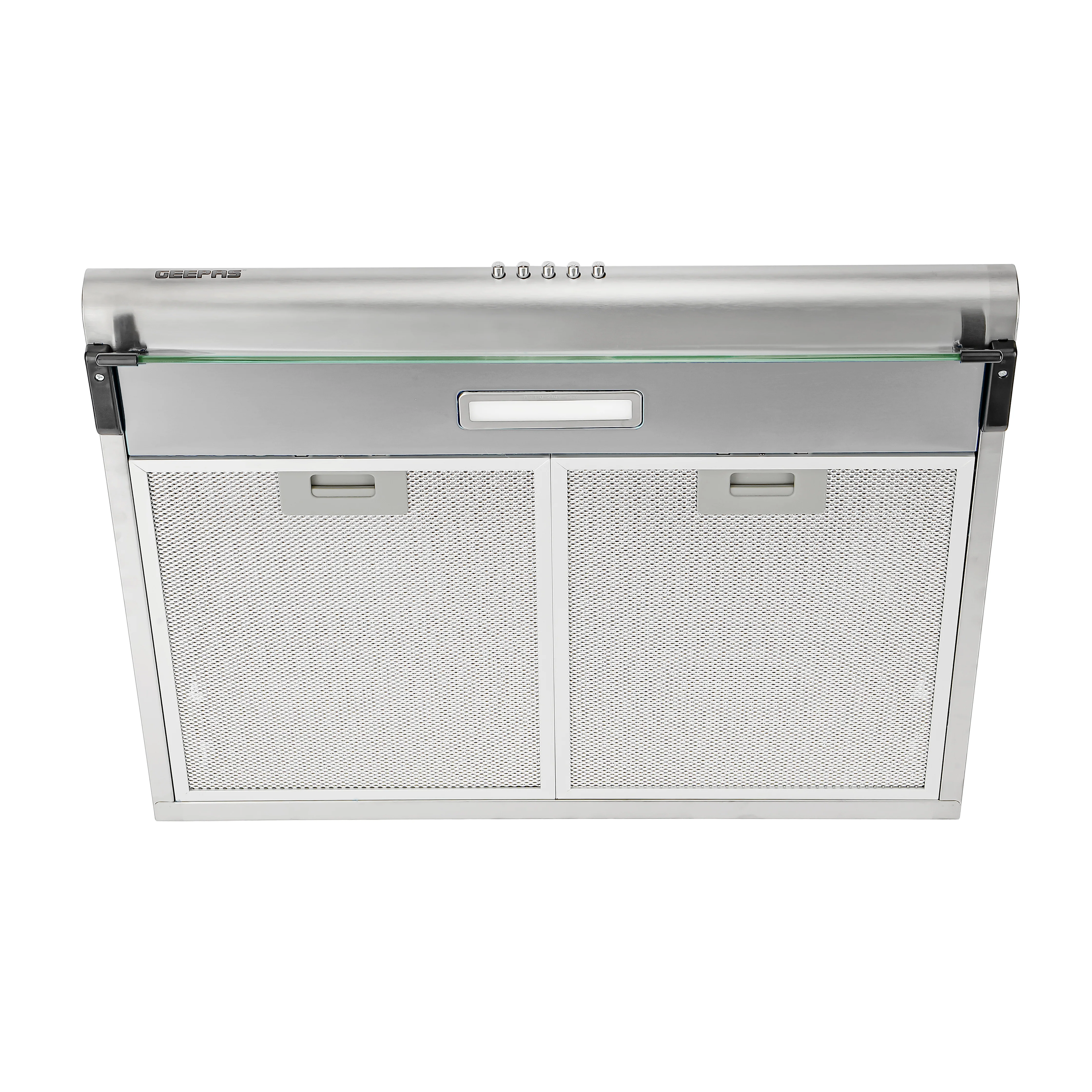 Geepas Slim Hood GHD612MCS with stainless steel finish, 3-speed control, 400 m³/hr suction, LED lighting, and charcoal filters for superior kitchen ventilation. - Image 3