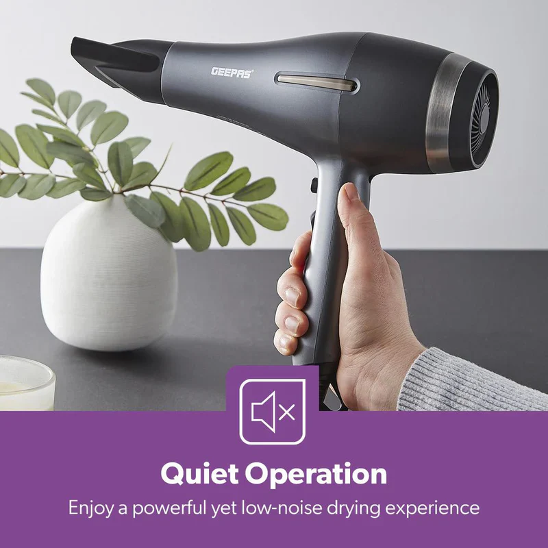Geepas GHD86052UK Professional Ionic Hair Dryer | 2200W AC Motor | 3 Heat & 2 Speed Settings| Cool Shot | Ionic Function | Diffuser | Concentrator | 2 Years Warranty - Image 3