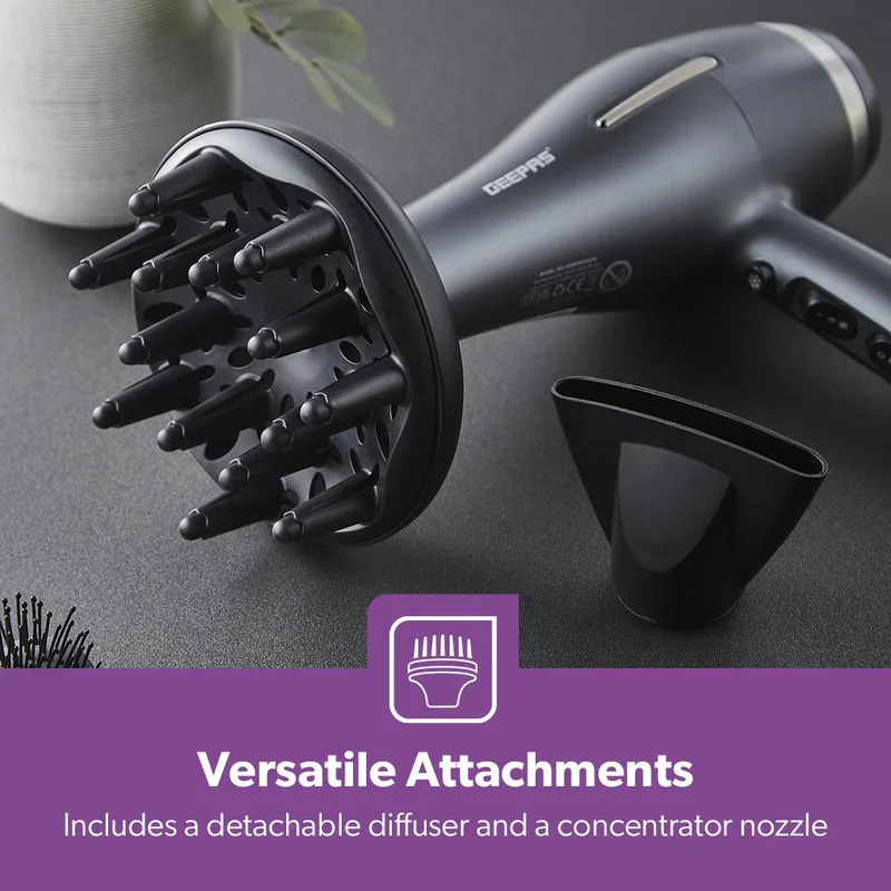 Geepas GHD86052UK Professional Ionic Hair Dryer | 2200W AC Motor | 3 Heat & 2 Speed Settings| Cool Shot | Ionic Function | Diffuser | Concentrator | 2 Years Warranty - Image 5