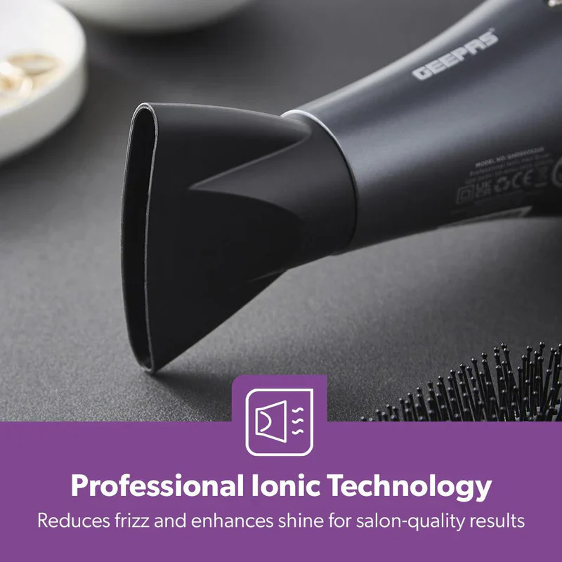 Geepas GHD86052UK Professional Ionic Hair Dryer | 2200W AC Motor | 3 Heat & 2 Speed Settings| Cool Shot | Ionic Function | Diffuser | Concentrator | 2 Years Warranty - Image 6